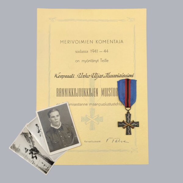 COMMEMORATIVE CROSS OF THE COASTAL DEFENCE & CERTIFICATE