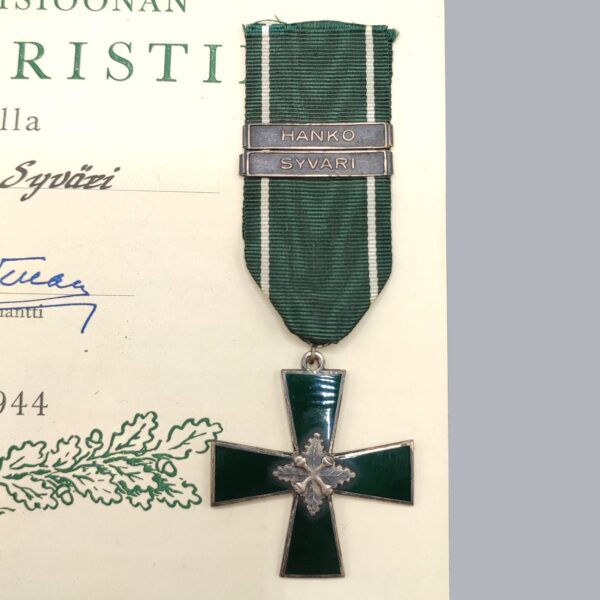 FINNISH COMMEMORATIVE CROSS OF THE 17TH DIVISION & CERTIFICATE