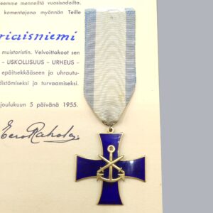 FINNISH COMMEMORATIVE CROSS OF THE NAVY & CERTIFICATE