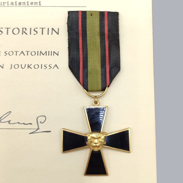 FINNISH CAMPAIGN CROSS OF ÄÄNINEN & CERTIFICATE