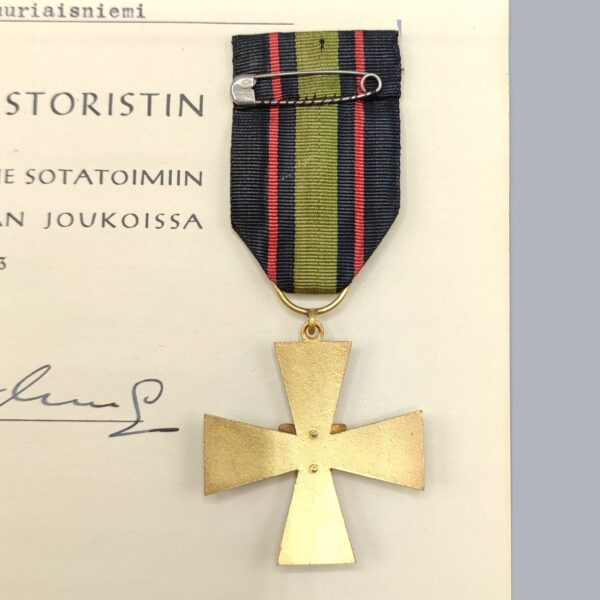 FINNISH CAMPAIGN CROSS OF ÄÄNINEN & CERTIFICATE