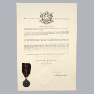 MEDAL OF WINTER WAR & CERTIFICATE (TALVISODAN MUISTOMITALI)