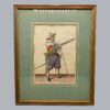 HAND-PAINTED PRINT OF A MUSKETEER FROM JACOB DE GHEYN II WAPENHANDELINGE