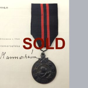 FINNISH WWII COMMEMORATIVE MEDAL (WINTER WAR & PAPERS)