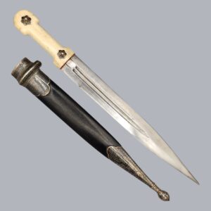 CAUCASIAN KINDJAL DAGGER WITH NIELLO SILVER MOUNTS