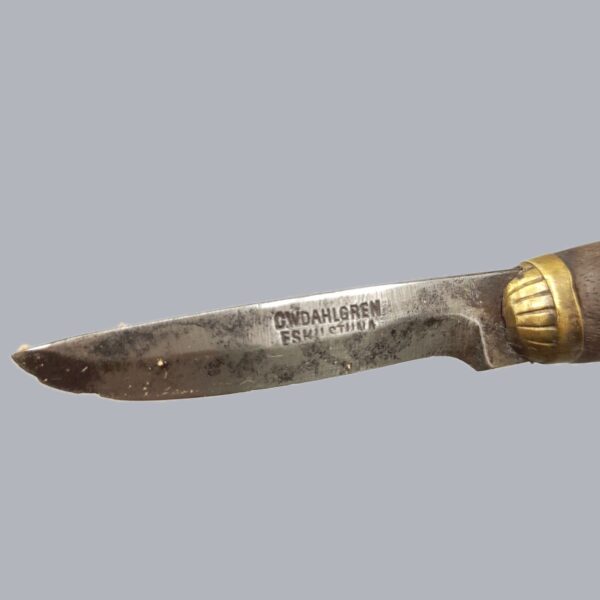 Vintage 1920s Swedish Eskilstuna Knife by G. Joh. Berg and DW Dahlgren Puukko Mora Pocket Knives Ebony Handle Brass Scabbard Nordic Sweden