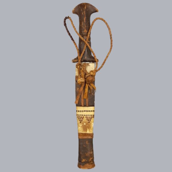 Vintage 1950s Sudanese Arm Dagger North African Tribal Hunting Knife Leather Handle Sheath Ethnographic Steel Blade Islamic Oriental Sudan