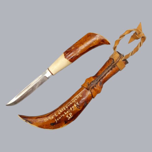 Vintage 1960s Finnish Samí Style Puukko Knife Reindeer Horn Steel Blade Lapland Nordic Bushcraft Outdoor Gift Idea Scandinavian Finland