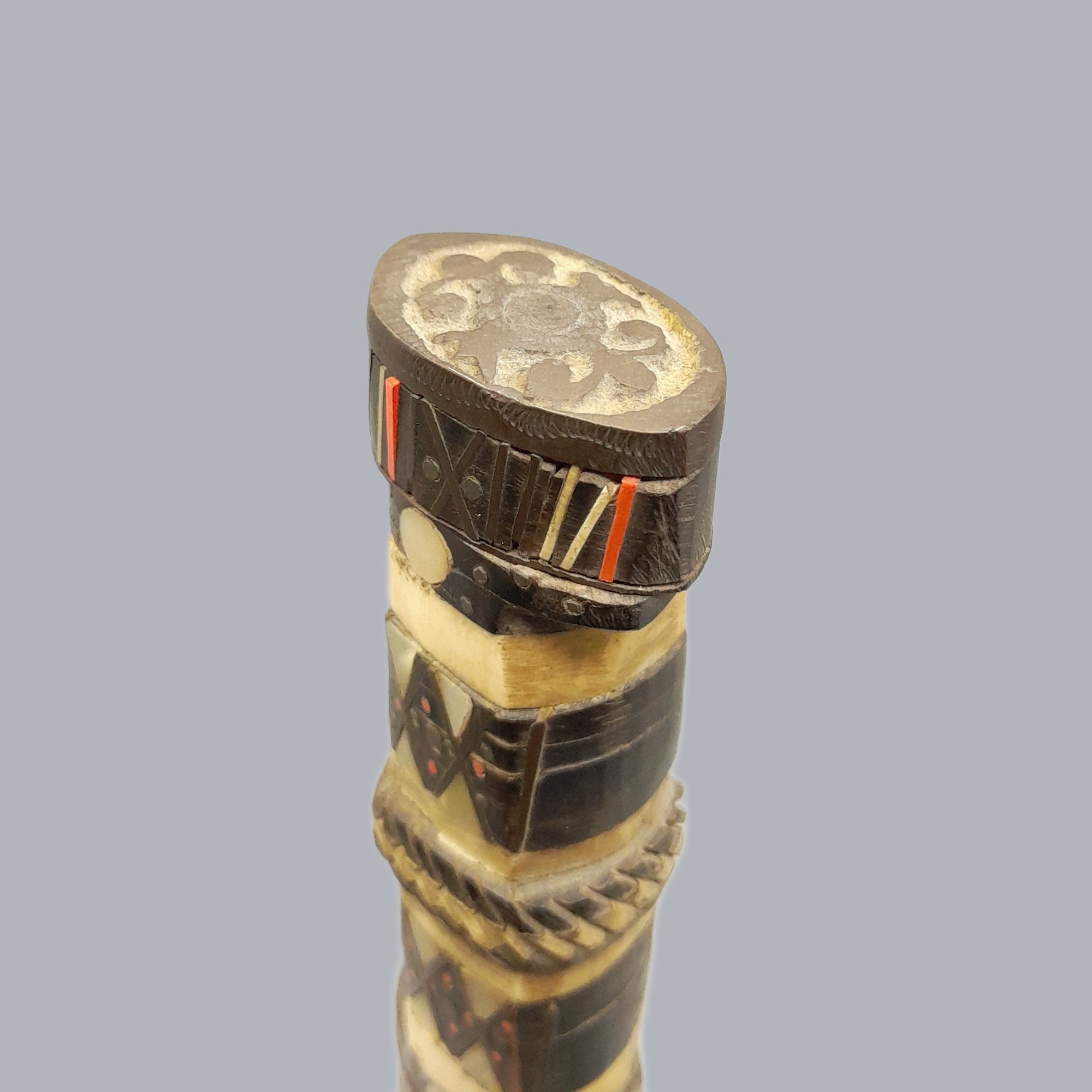 A698g Vintage 1950s Syrian Jambiya Dagger Islamic Ritual Dress Knife Arabic Bone Horn Handle Steel Blade Brass Scabbard Oriental Sword Saber Syria