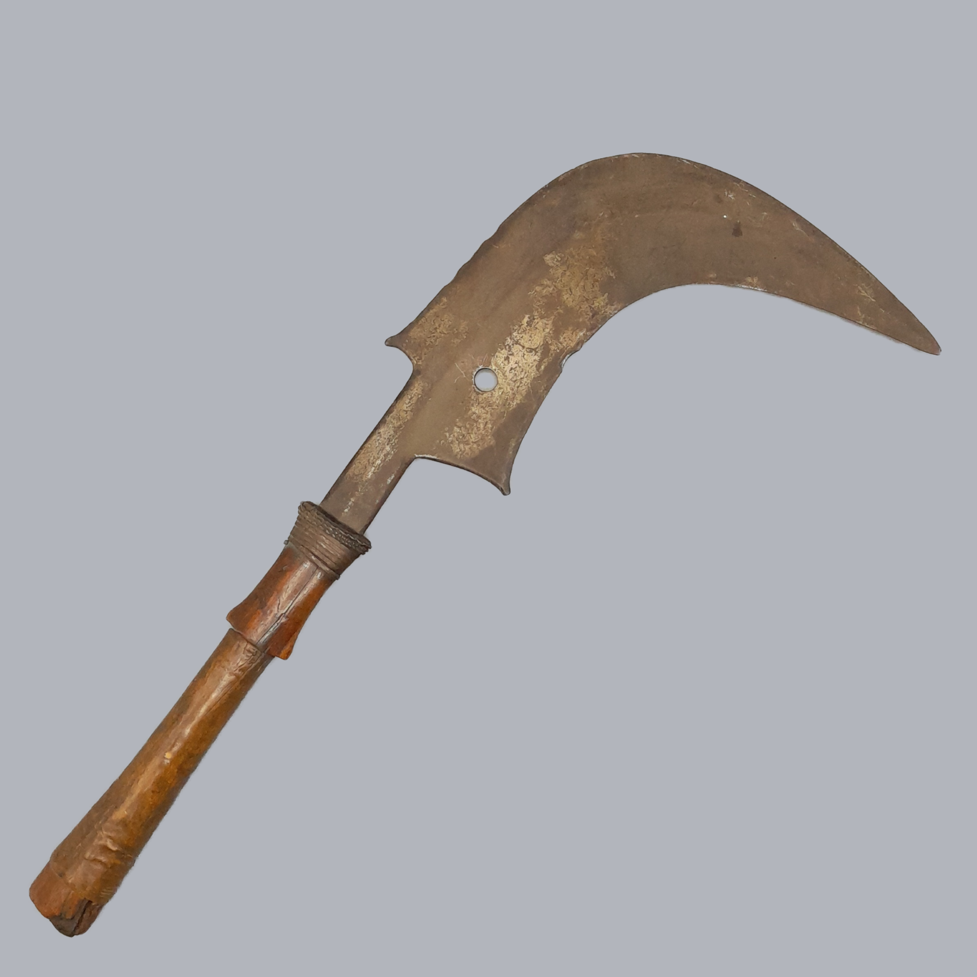 A699b Vintage 1950s Congolese Trumbash Throwing Knife Mangbetu Ceremonial Axe Steel Wood Leather African Tribal Ritual Ethnographic Antique Congo