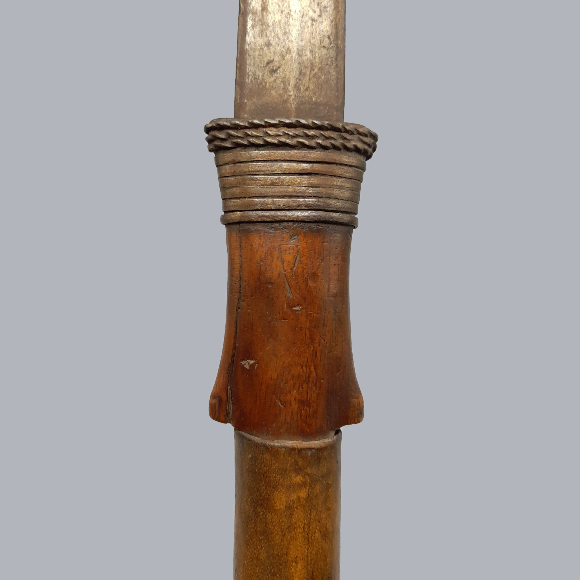 A699d Vintage 1950s Congolese Trumbash Throwing Knife Mangbetu Ceremonial Axe Steel Wood Leather African Tribal Ritual Ethnographic Antique Congo