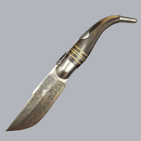 Vintage 1900s Spanish Navaja Knife Toledo Spain Tourist Traditional Bushcraft Outdoor European Steel Horn Handle Blade Ethnographic