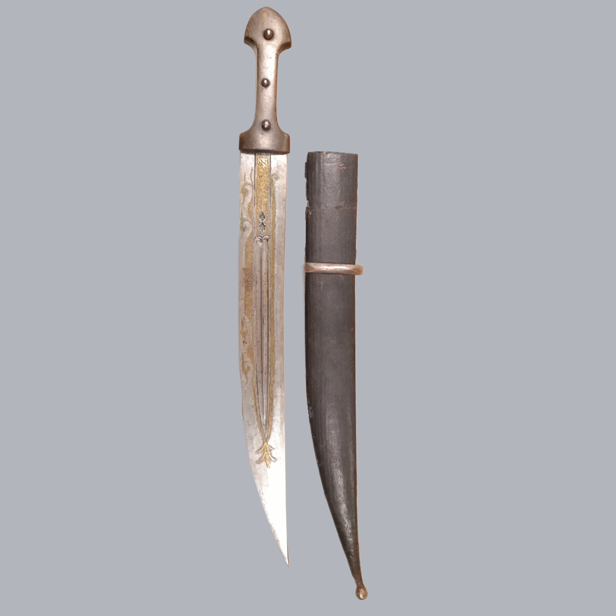 A684b Antique Caucasian Kindjall Dagger 19th Century Steel Blade Khanjali Armenian Ottoman Empire Eurasian Ethnographic Tool