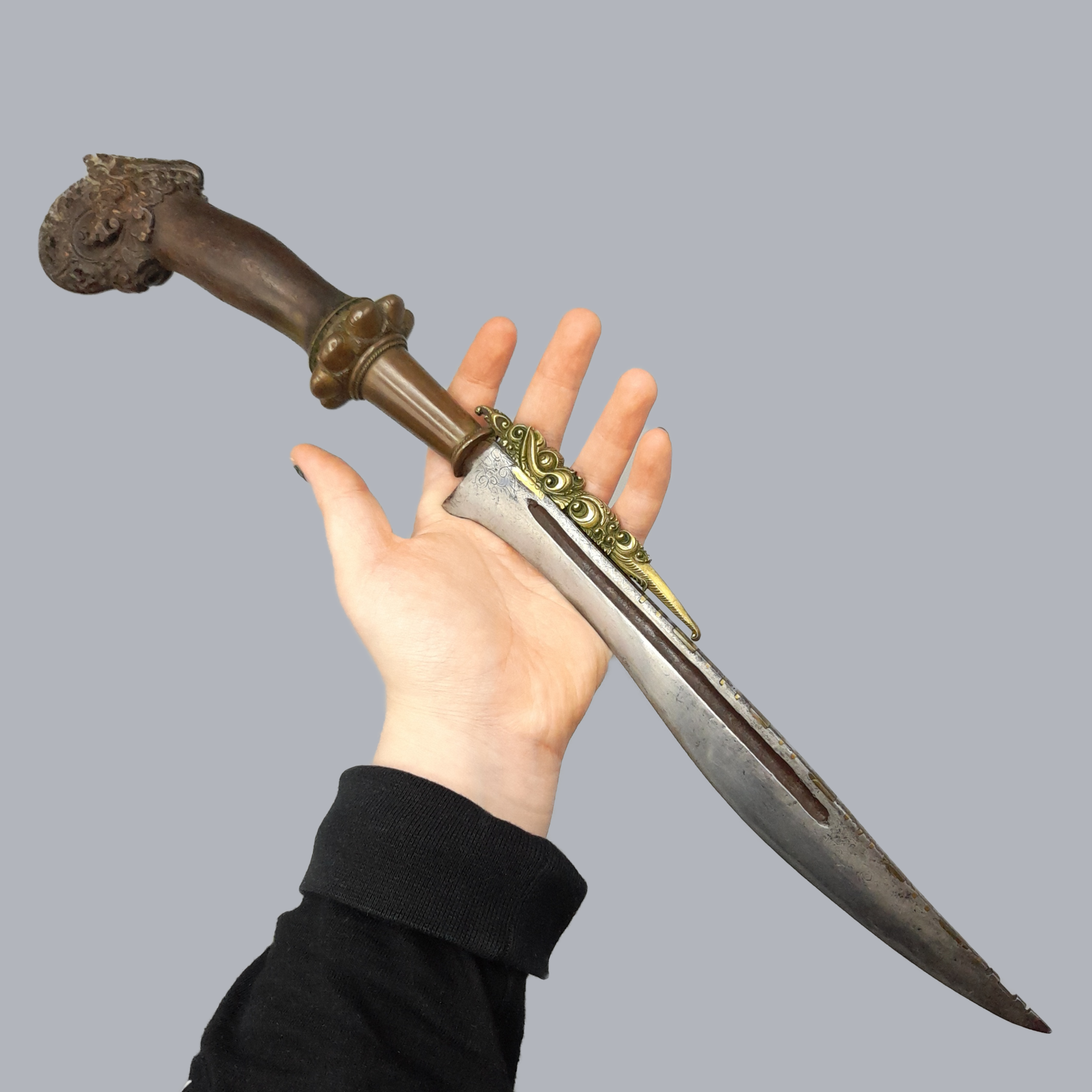 A716h Antique Indonesian Golok Dagger Southeast Asian Balinese 19th Century 1800s Steel Blade Oriental Arms