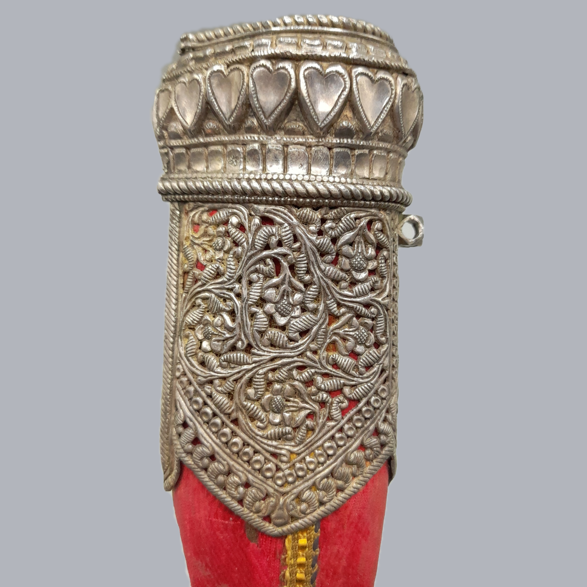 A717c Antique Indian Kard Dagger Mughalese South Asian Oriental Arms Steel Damascus Blade Silver Engraved