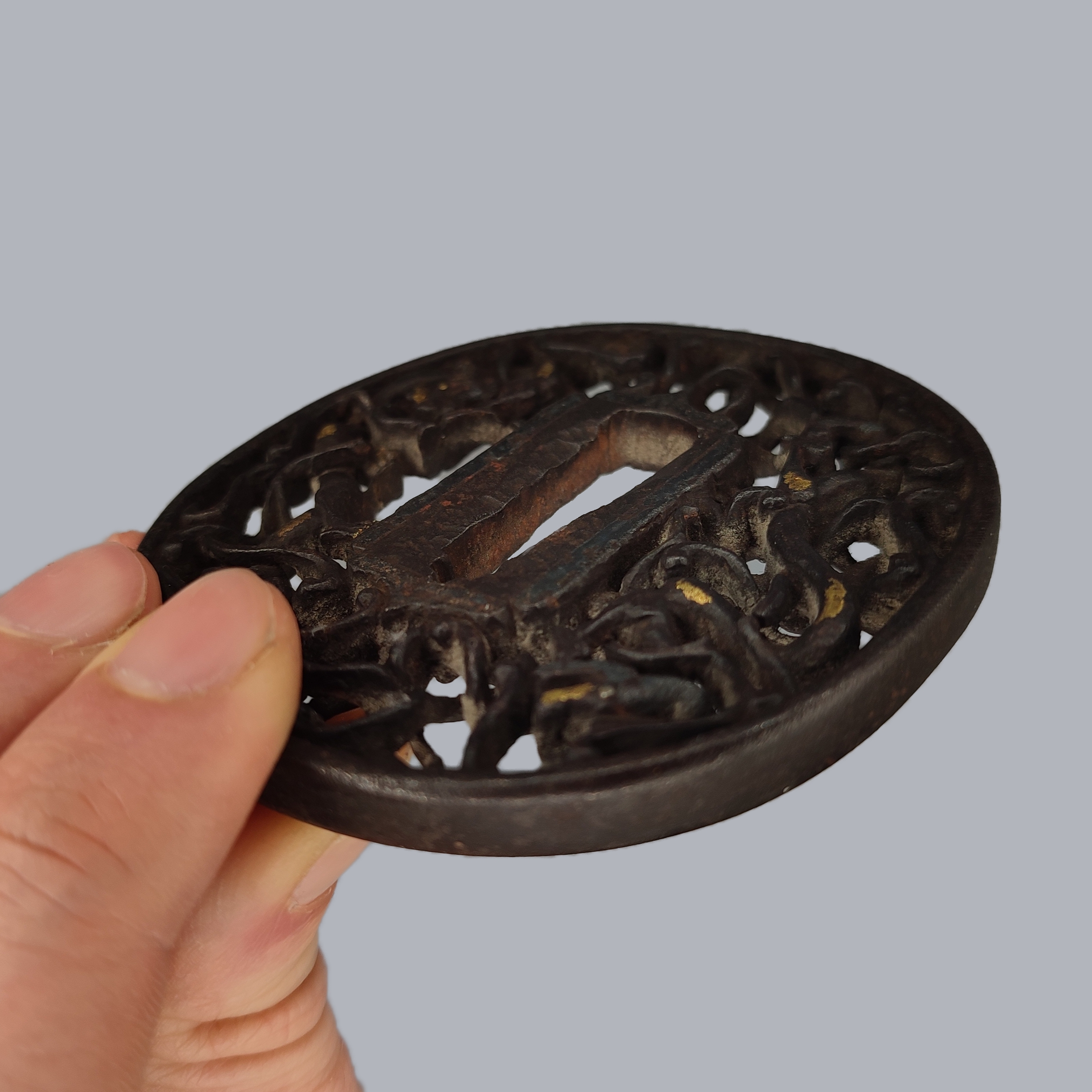 JAPANESE SWORD GUARD 'TSUBA' IN NANBAN STYLE