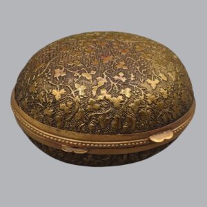 FRENCH EGG-SHAPED BRASS THIMBLE BOX