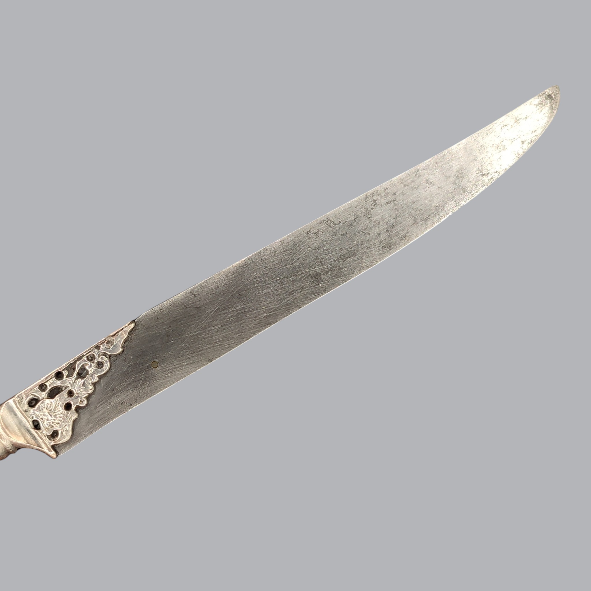 GREEK BALKAN 1800S SILVER-HILTED BICHAQ KNIFE