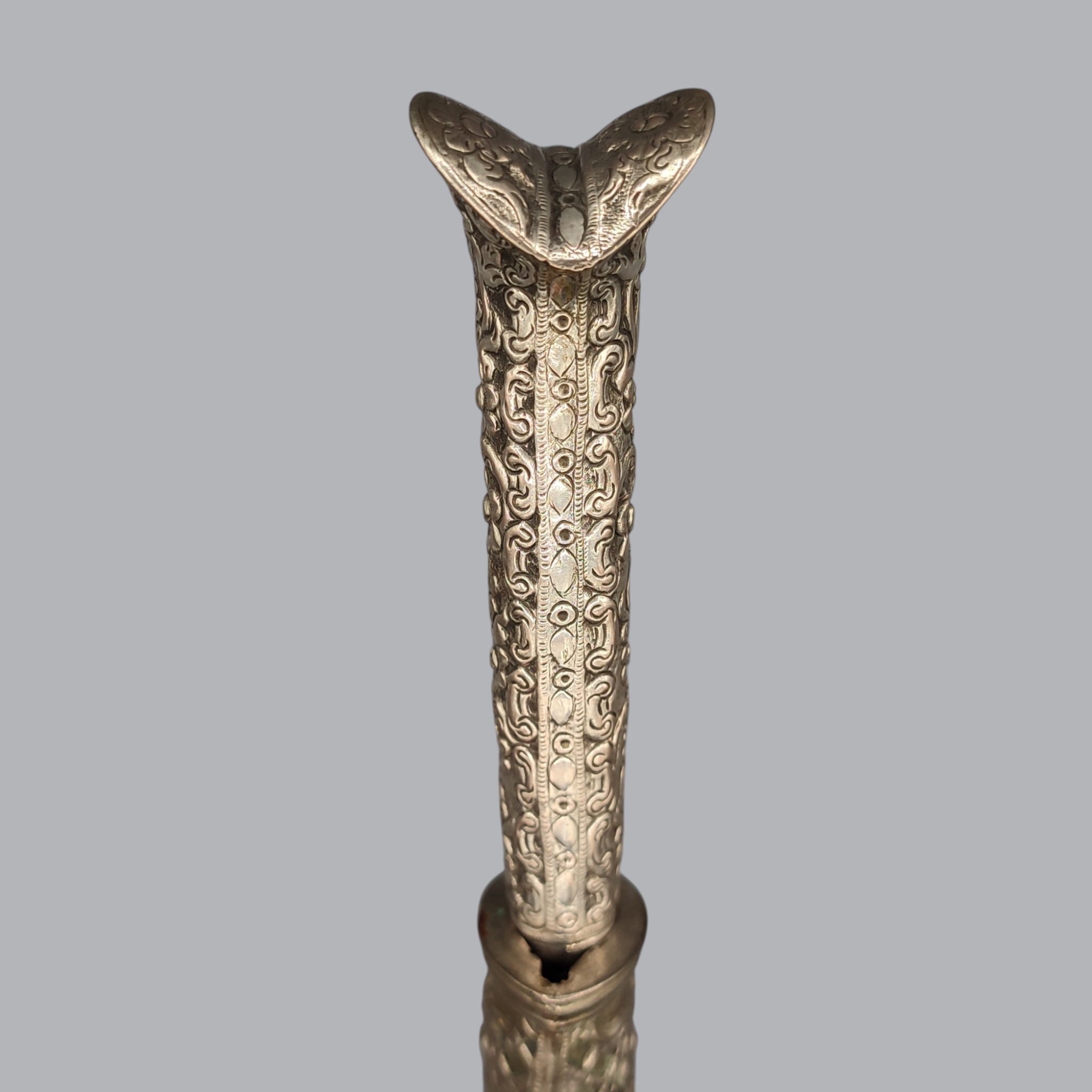GREEK BALKAN 1800S SILVER-HILTED BICHAQ KNIFE