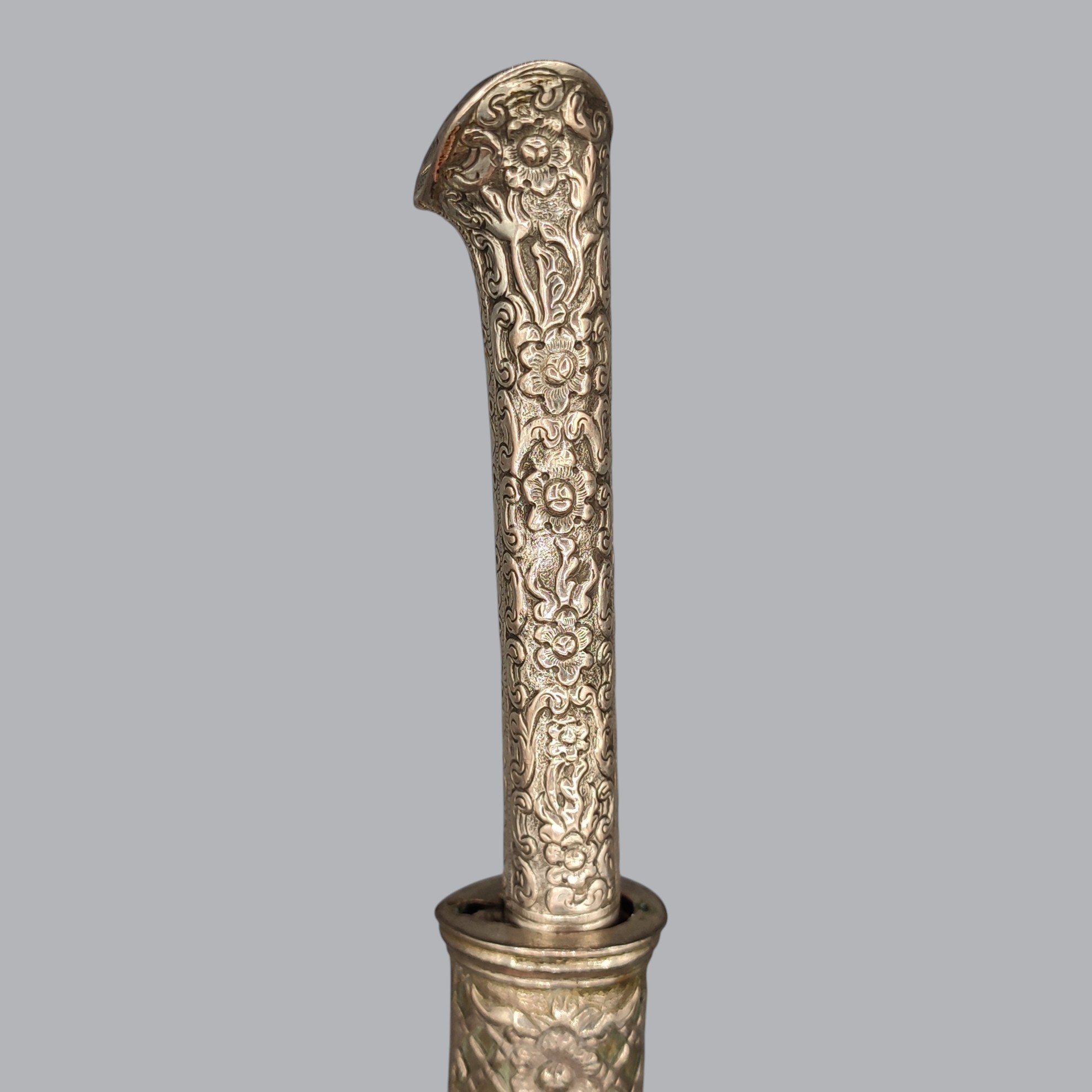 GREEK BALKAN 1800S SILVER-HILTED BICHAQ KNIFE