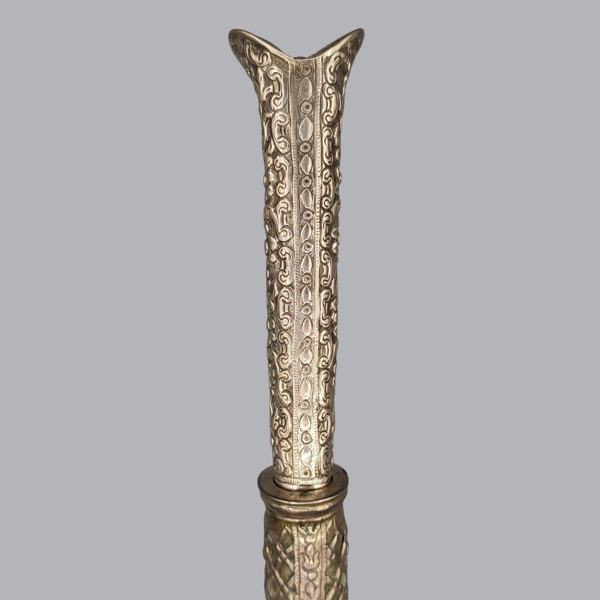GREEK BALKAN 1800S SILVER-HILTED BICHAQ KNIFE