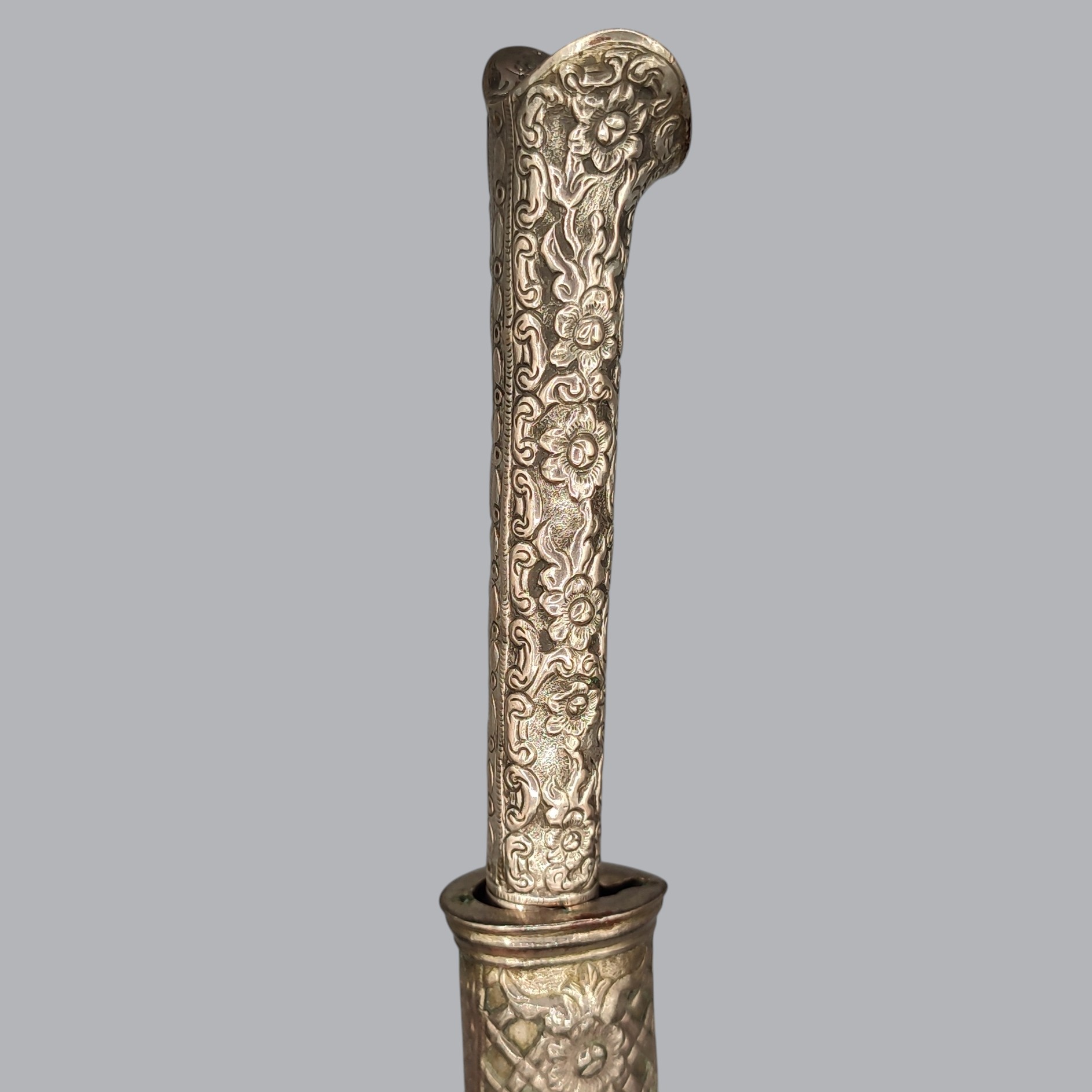 GREEK BALKAN 1800S SILVER-HILTED BICHAQ KNIFE