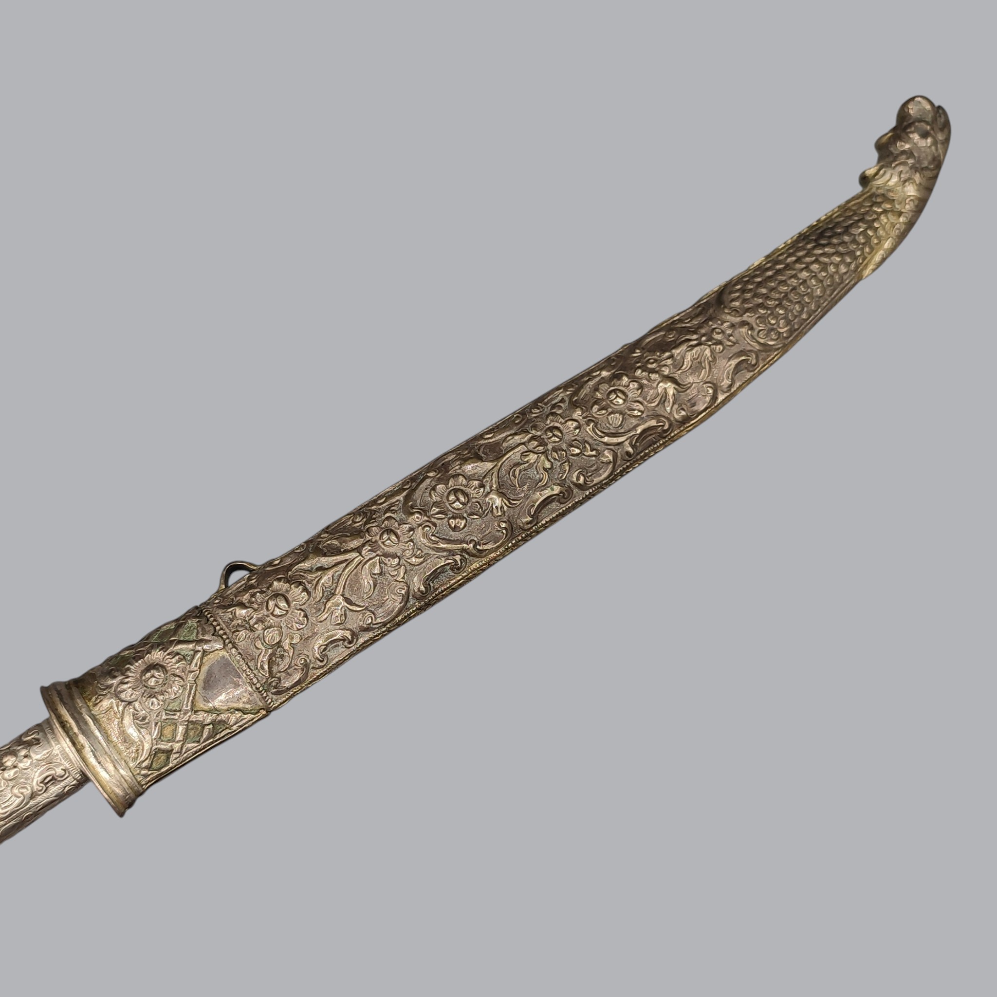 GREEK BALKAN 1800S SILVER-HILTED BICHAQ KNIFE