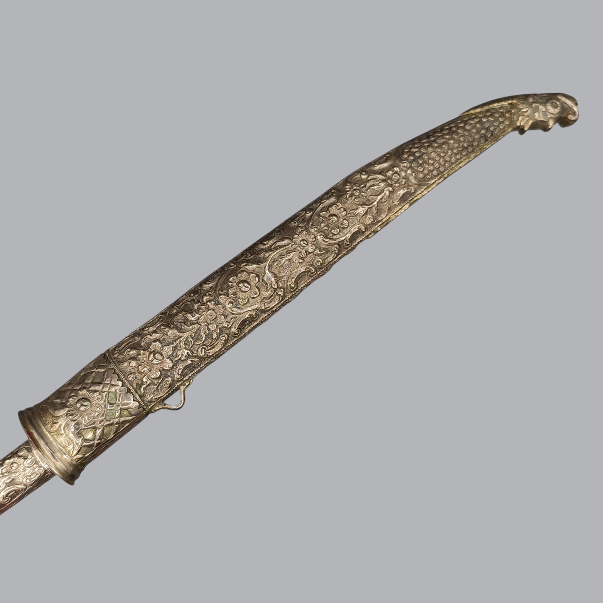 GREEK BALKAN 1800S SILVER-HILTED BICHAQ KNIFE