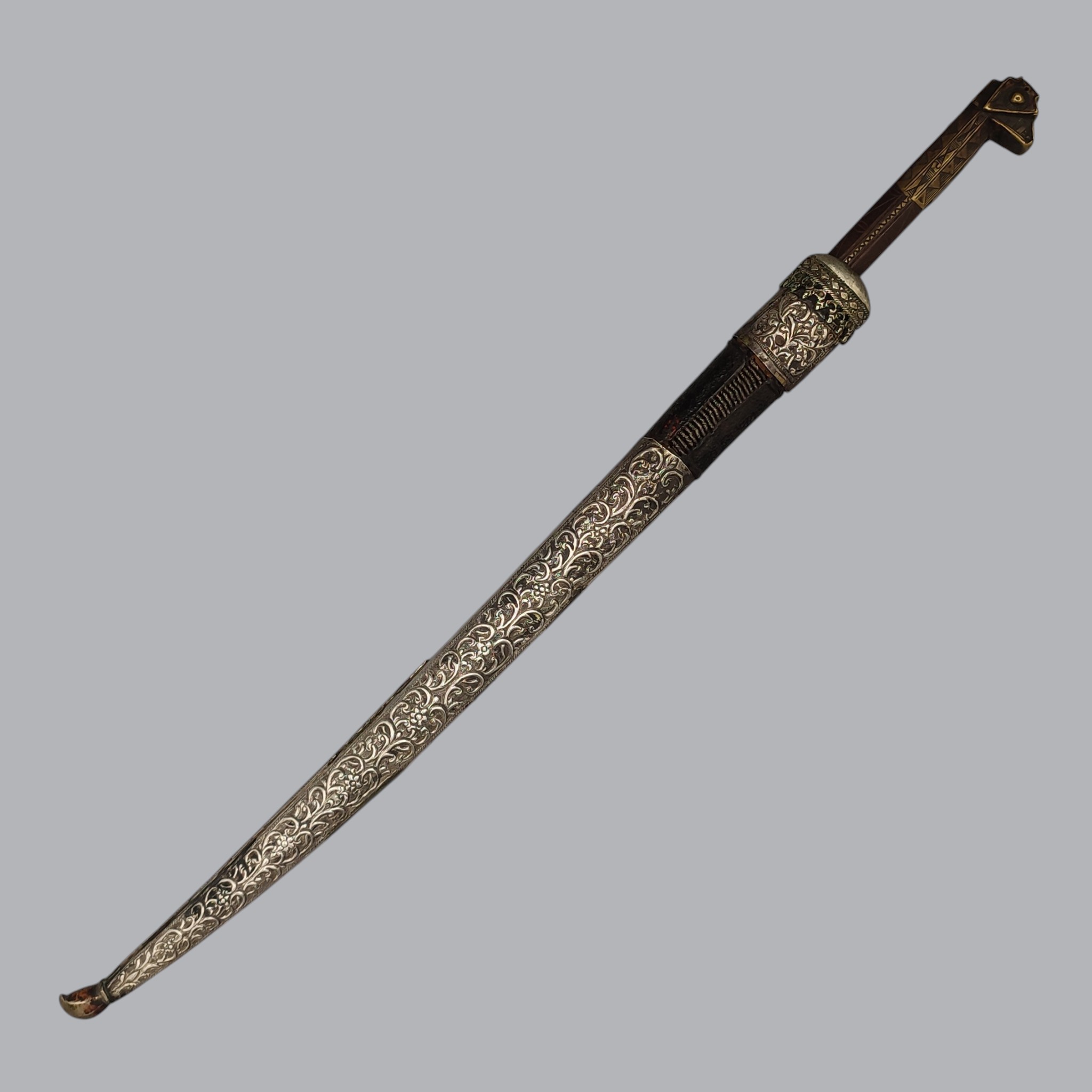 ALGERIAN OTTOMAN FLYSSA KNIFE WITH SILVER SCABBARD